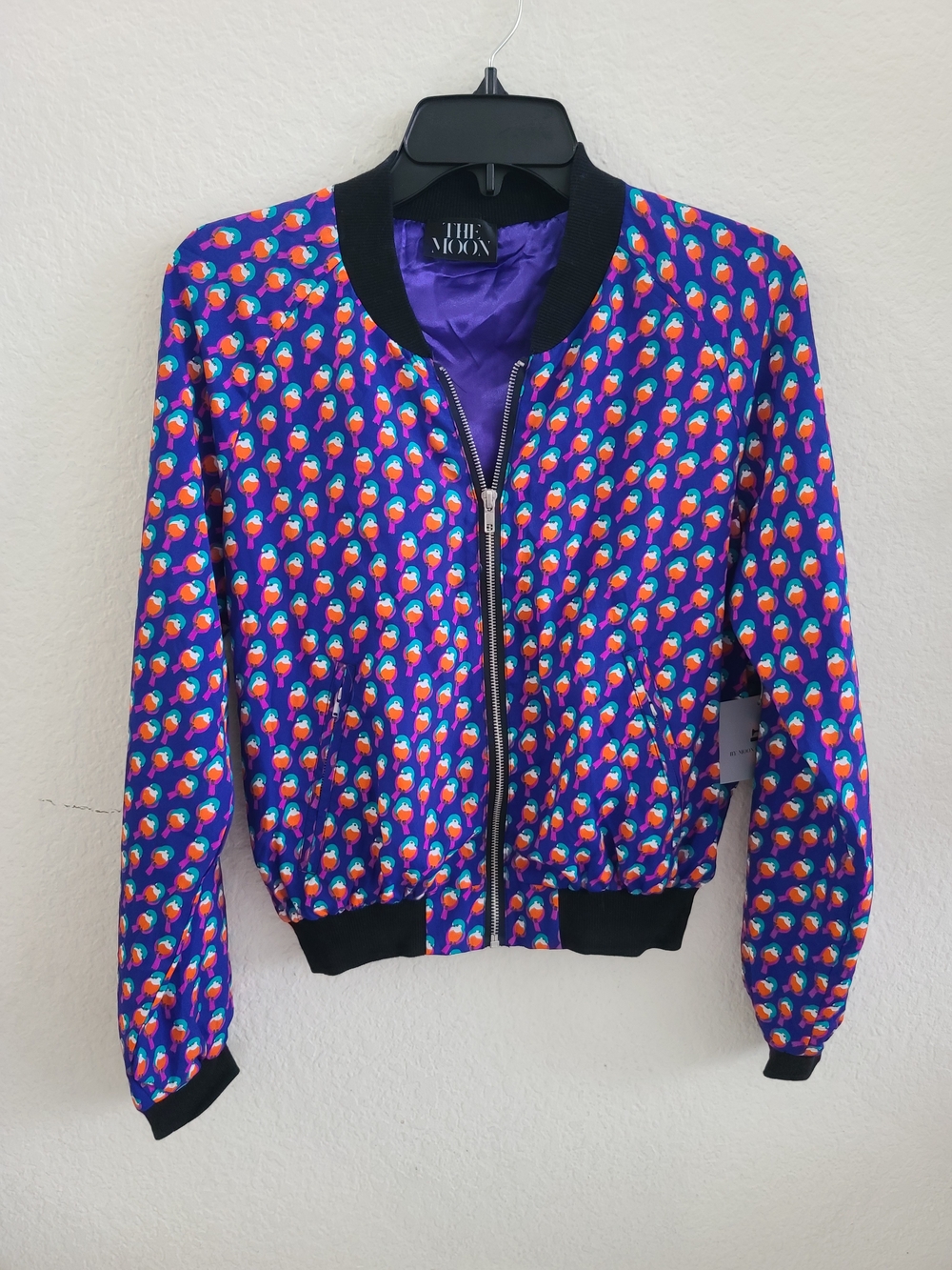The Moon Women's Purple Multicolor Bomber Jacket